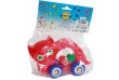 Kočka s míčky tahací plast 27x16x10cm v sáčku 12m+