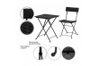 Stilista Zahradní polyratanový set, černý, 2 židle + stůl