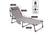 Skládací lehátko, šedé, polyester, 182 x 60 x 30 cm