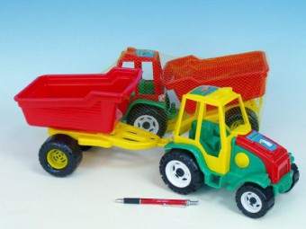 Traktor s vlekem plast 52cm asst v síťce