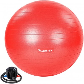 MOVIT Gymnastický míč s nožní pumpou, 85 cm, červený