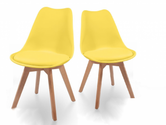 Sada jídelních židlí s plastovým sedákem, 2 ks, žluté