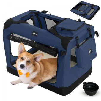 Leopet Přepravní box pro psy M, 60 x 42 x 42 cm, modrý