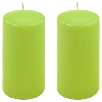 Sada sloupových svíček, 15 cm,Ø 7,5 cm, světle zelená, 2 ks