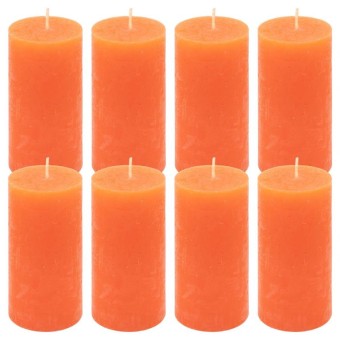 Sada rustikálních svíček, 10 cm,  Ø 5 cm, oranžová, 8 ks