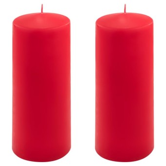 Sada sloupových svíček, 20 cm, Ø 7,5 cm, červená, 2 ks