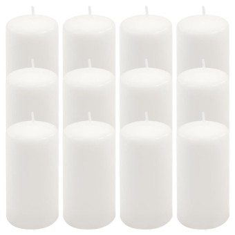 Sada sloupových svíček, 11,5 cm,Ø 6 cm, bílá, 12 ks