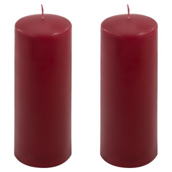 Sada sloupových svíček, 20 cm, Ø 7,5 cm, vínová, 2 ks