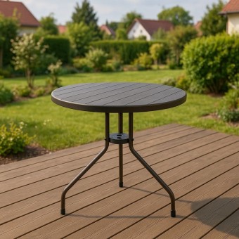 Kulatý zahradní stůl dřevěný design, hnědý, 80 cm