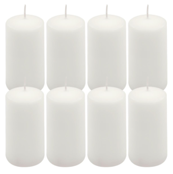 Bílá parafínová svíčka 10 cm, 20 h, 8 ks