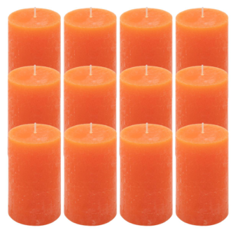 Oranžová parafínová svíčka rustikální 11,5 cm, 40 h,12 ks