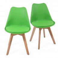 MIADOMODO Sada jídelních židlí, zelená, 2 kusy